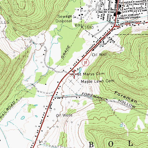 Topographic Map of Saint Marys Cemetery, NY