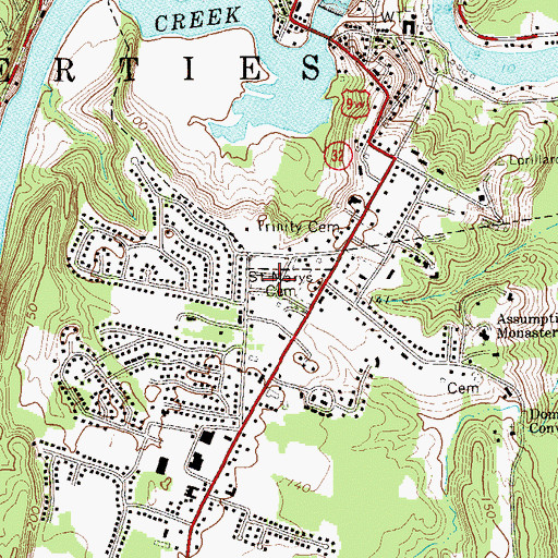 Topographic Map of Saint Mary of the Snow Cemetery, NY