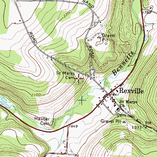 Topographic Map of Saint Marys Cemetery, NY