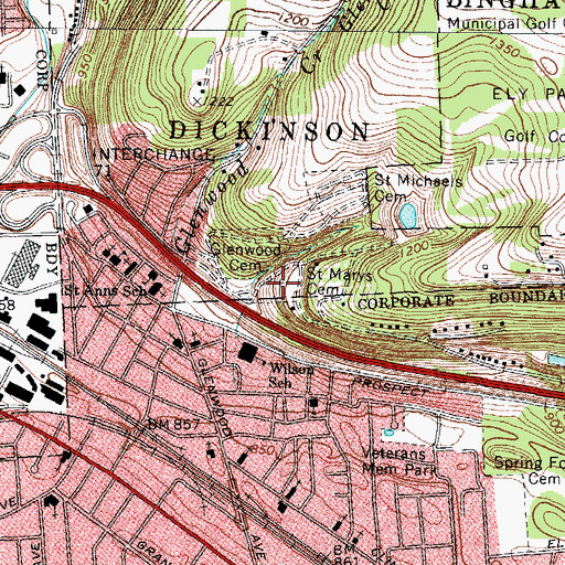 Topographic Map of Saint Marys Russian Orthodox Cemetery, NY