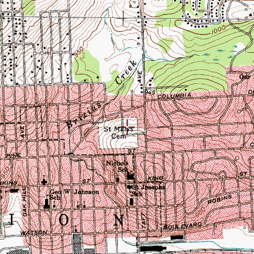 Topographic Map of Saint Marys Cemetery, NY