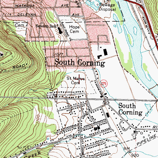 Topographic Map of Saint Marys Roman Catholic Cemetery, NY