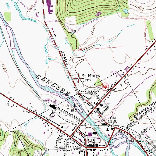 Topographic Map of Saint Marys Cemetery, NY