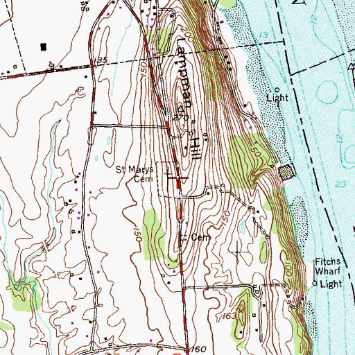 Topographic Map of Saint Marys Cemetery, NY