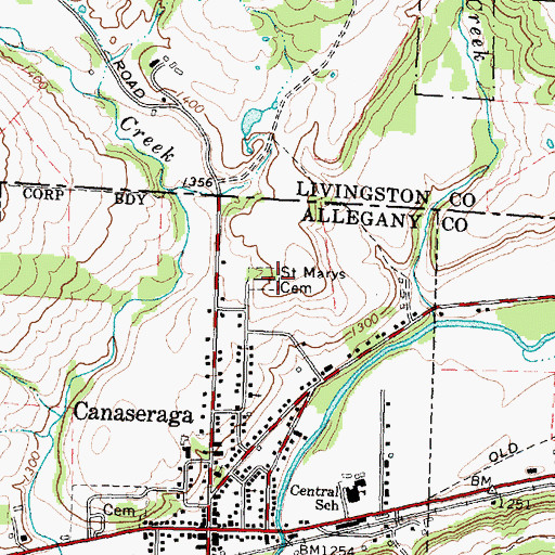 Topographic Map of Saint Marys Cemetery, NY
