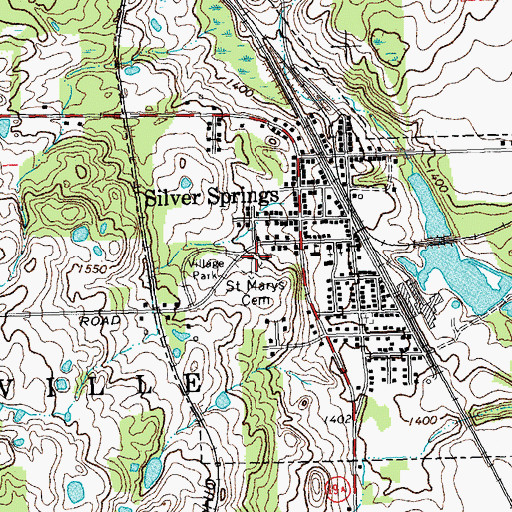 Topographic Map of Saint Marys Cemetery, NY
