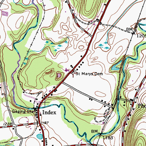 Topographic Map of Saint Marys Cemetery, NY