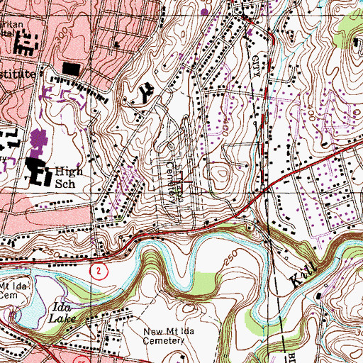 Topographic Map of Saint Marys Cemetery, NY