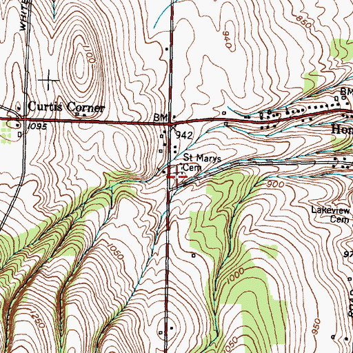 Topographic Map of Saint Marys Cemetery, NY