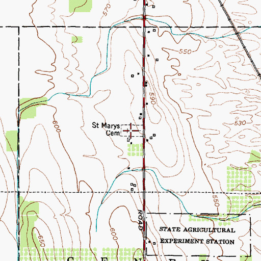 Topographic Map of Saint Marys Cemetery, NY