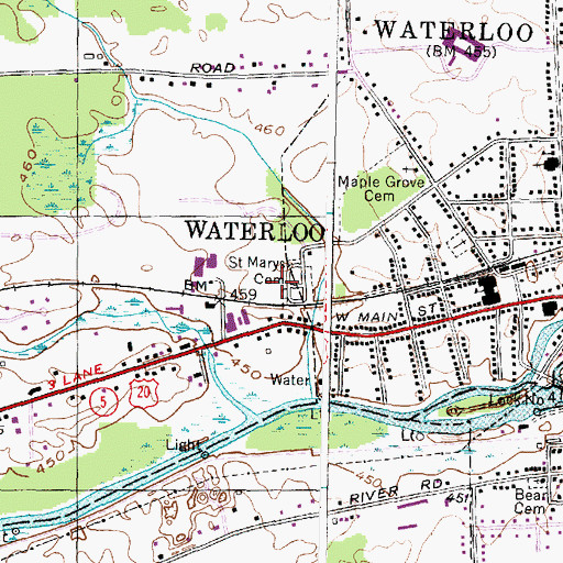 Topographic Map of Saint Marys Cemetery, NY