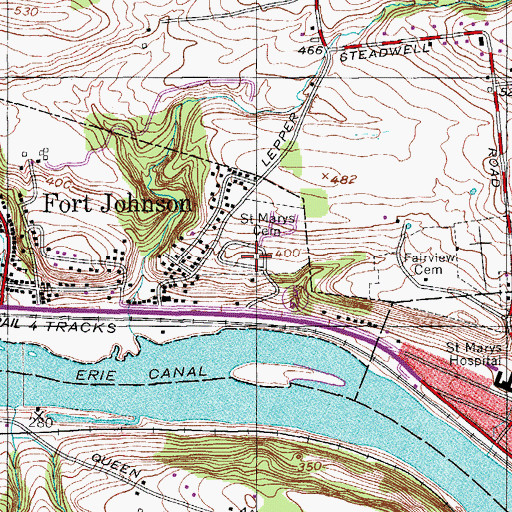 Topographic Map of Saint Marys Cemetery, NY