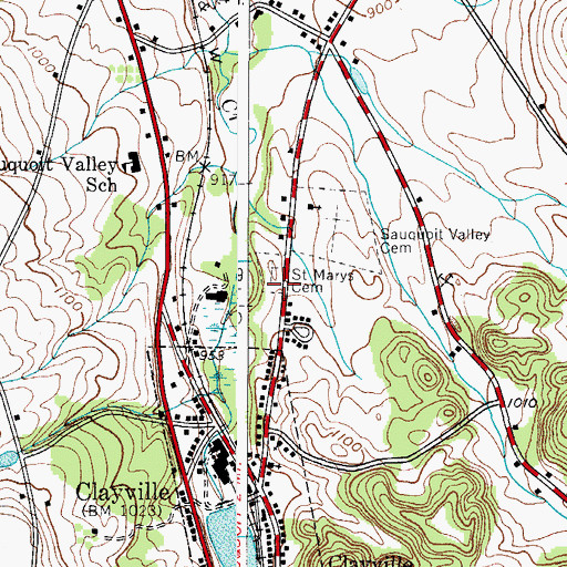 Topographic Map of Saint Mary's Cemetery, NY