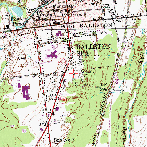 Topographic Map of Saint Mary's Cemetery, NY