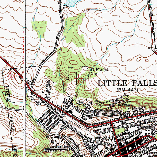 Topographic Map of Saint Marys Cemetery, NY
