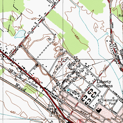 Topographic Map of Saint Marys Cemetery, NY