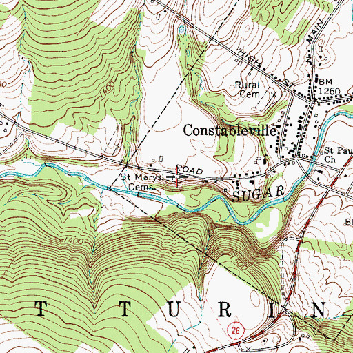 Topographic Map of Saint Marys Cemetery, NY