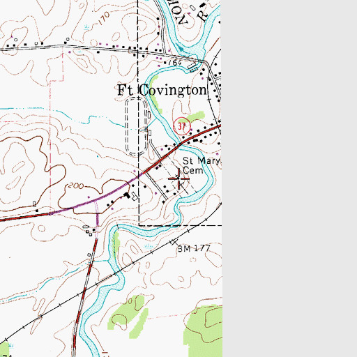 Topographic Map of Saint Marys Cemetery, NY