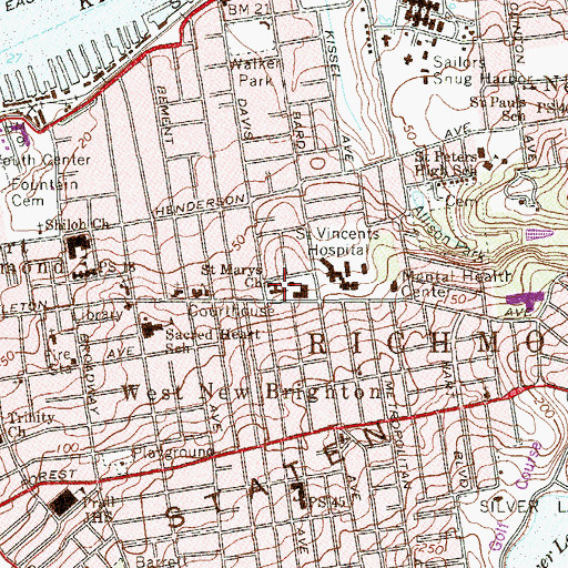 Topographic Map of Saint Mary's Episcopal Church, NY