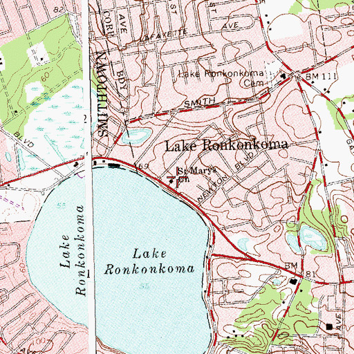 Topographic Map of Saint Mary's Episcopal Church, NY