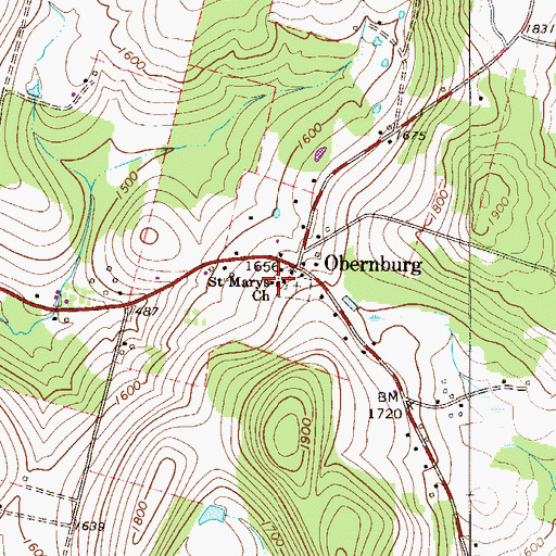 Topographic Map of Saint Marys Church, NY