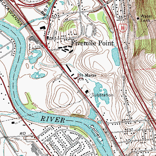 Topographic Map of Saint Marys Church, NY