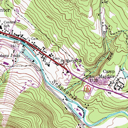 Topographic Map of Saint Marys Church, NY
