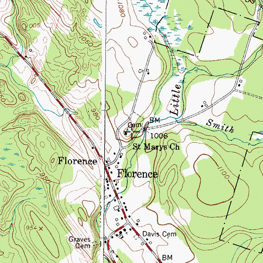 Topographic Map of Saint Marys Church, NY