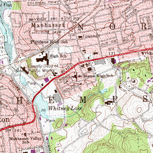 Topographic Map of Saint Mary's High School, NY