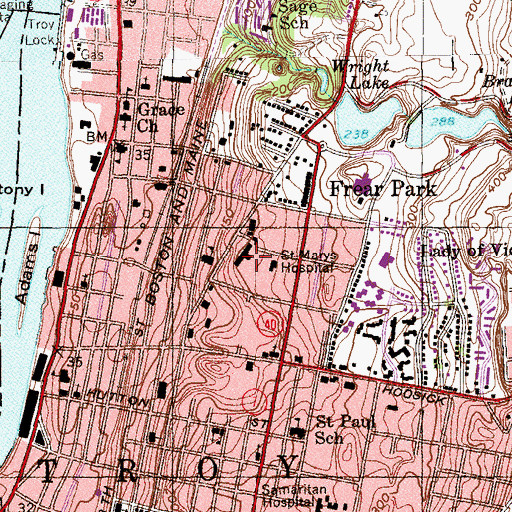 Topographic Map of Seton Health System Medical Center, NY