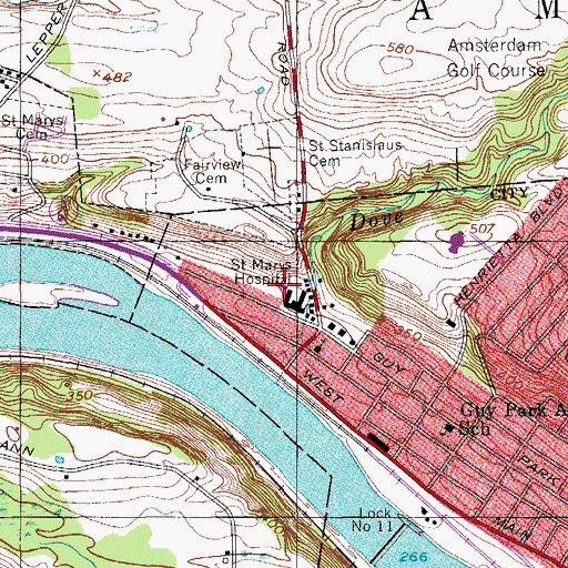 Topographic Map of Saint Mary's Hospital, NY