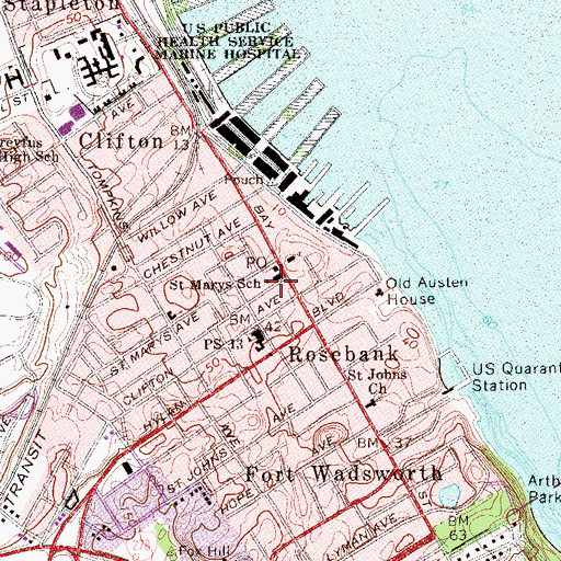 Topographic Map of Saint Marys School, NY