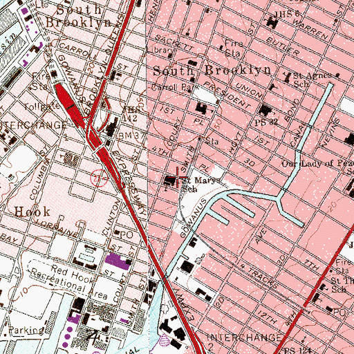 Topographic Map of Saint Marys School, NY