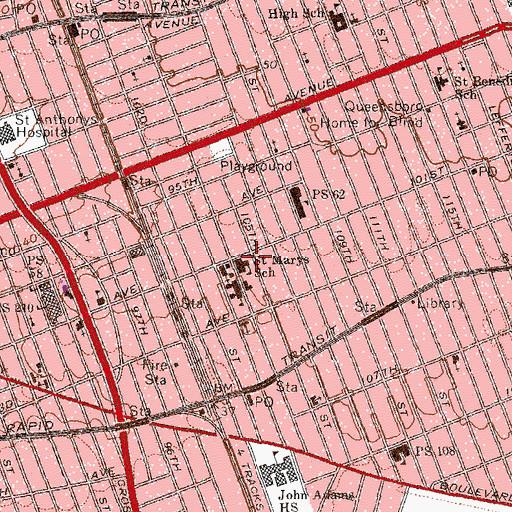 Topographic Map of Saint Marys School, NY