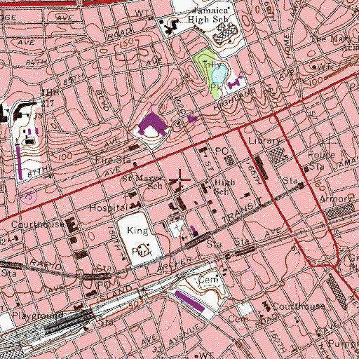 Topographic Map of Saint Marys School, NY
