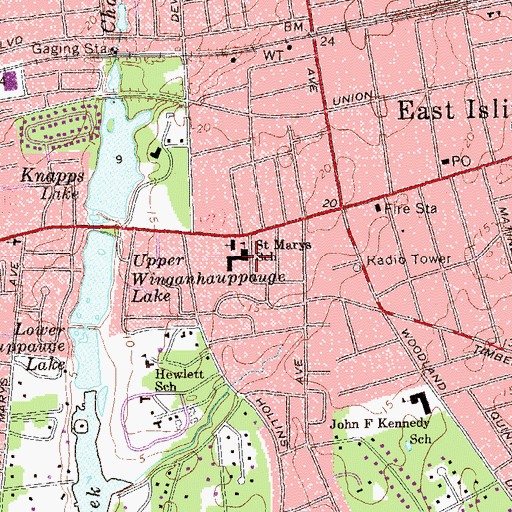 Topographic Map of Saint Marys School, NY