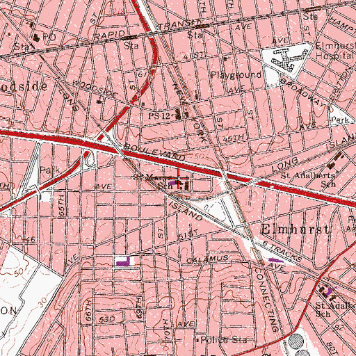 Topographic Map of Blessed Virgin Mary Help of Christians School, NY