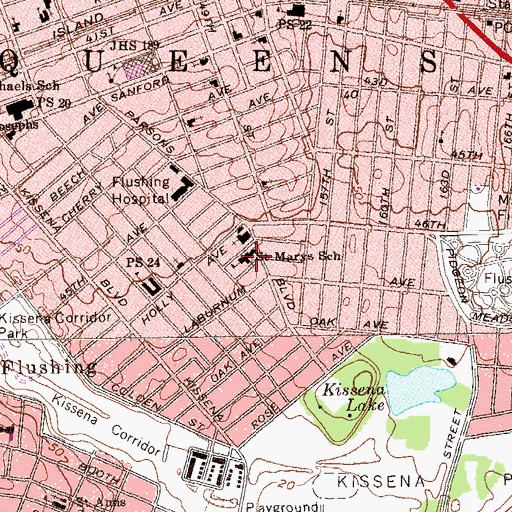 Topographic Map of Saint Marys School, NY