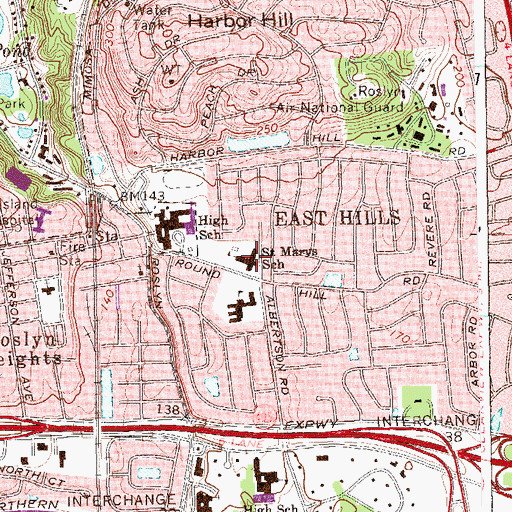 Topographic Map of Saint Mary's Parochial School, NY