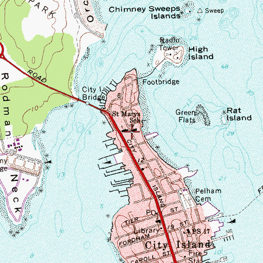 Topographic Map of Saint Marys Star of the Sea School, NY