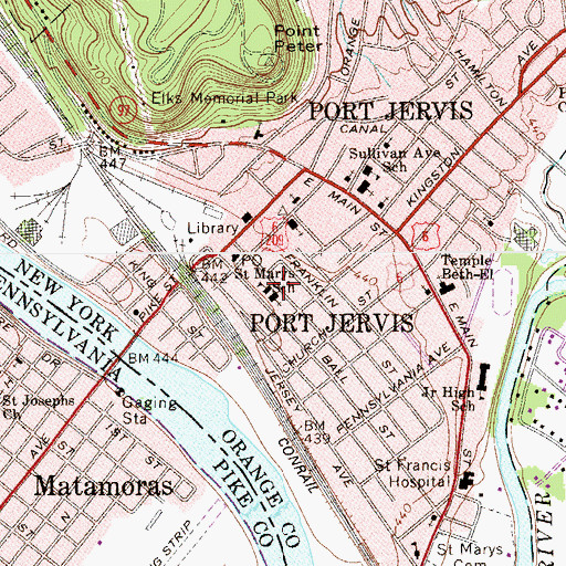 Topographic Map of Saint Mary's Parochial School, NY