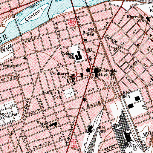 Topographic Map of Saint Marys School, NY