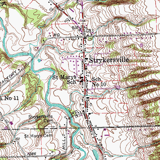 Topographic Map of Saint Marys School, NY