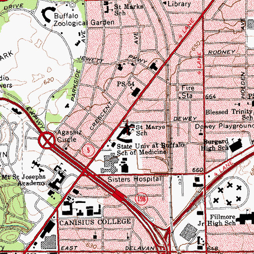 Topographic Map of Saint Mary's School for the Deaf, NY