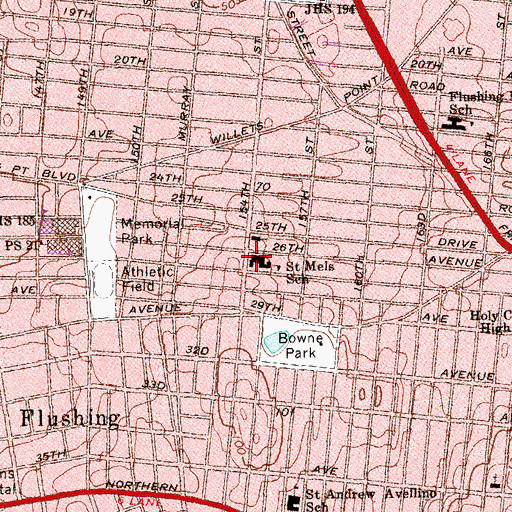 Topographic Map of Saint Mel's School, NY