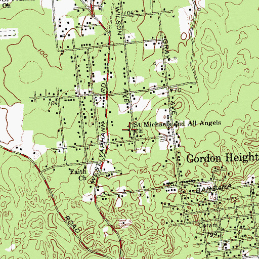 Topographic Map of Saint Michaels and All Angels Church, NY