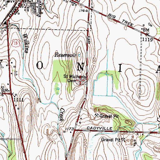 Topographic Map of Saint Michaels Cemetery, NY