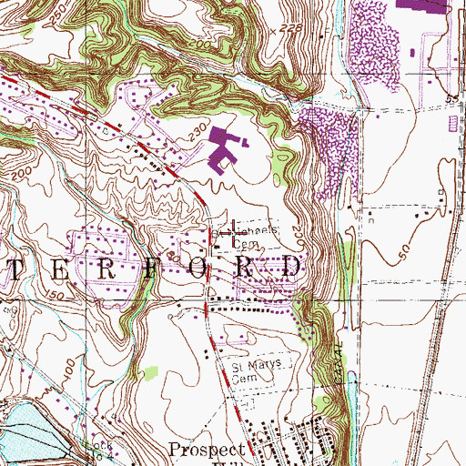 Topographic Map of Saint Michaels Cemetery, NY