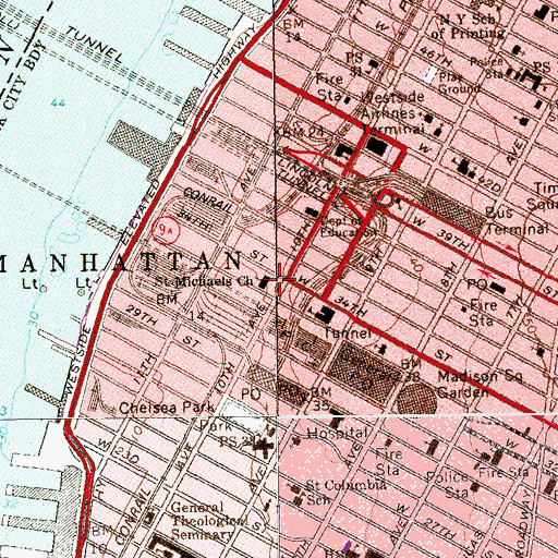 Topographic Map of Saint Michaels Church, NY