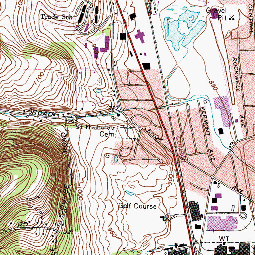 Topographic Map of Saint Nicholas Cemetery, NY